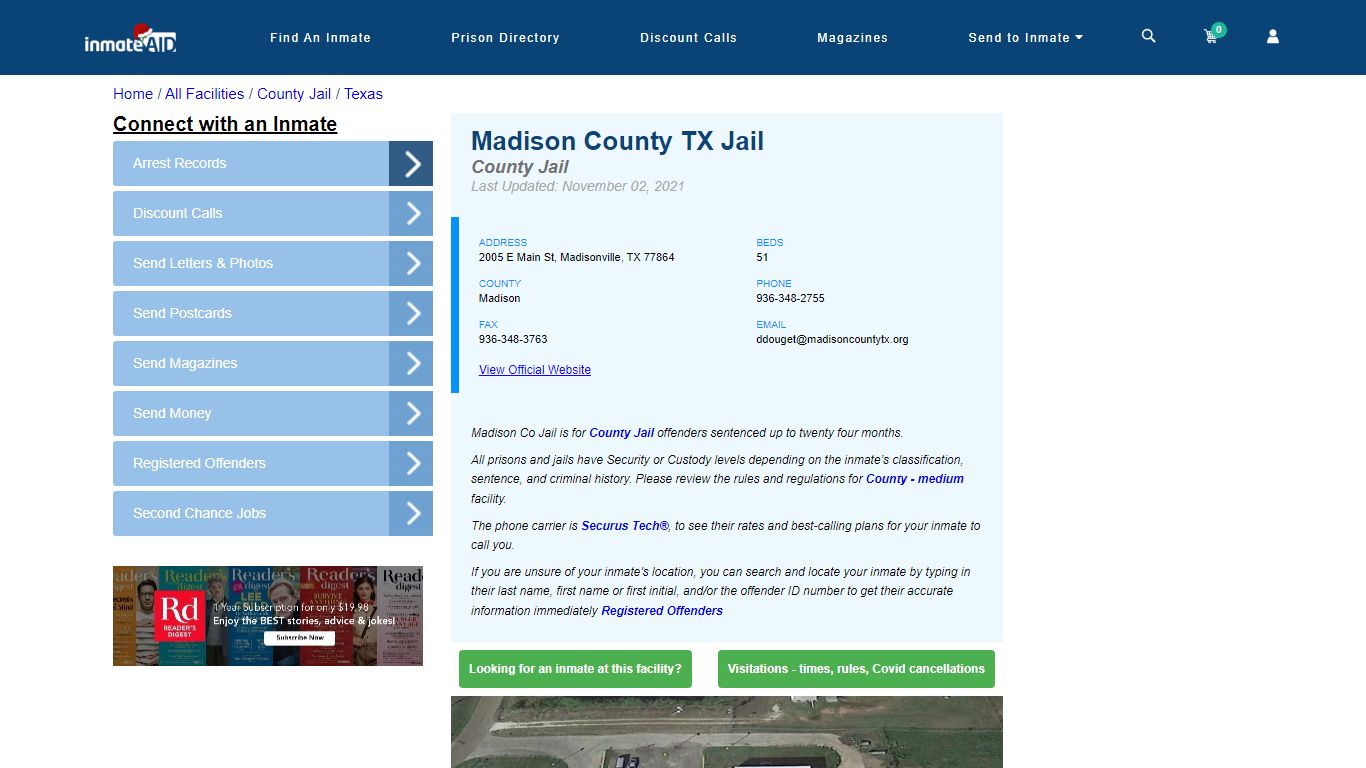 Madison County TX Jail - Inmate Locator - Madisonville, TX