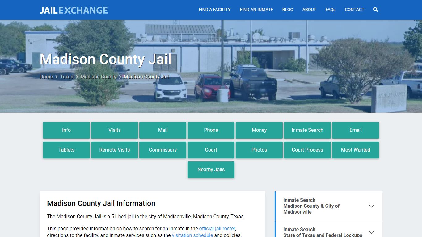 Madison County Jail, TX Inmate Search, Information